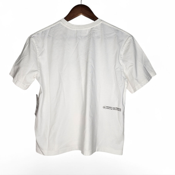 Disney Mickey Mouse White Cropped Short Sleeve T-Shirt New With Tags - Picture 2 of 11